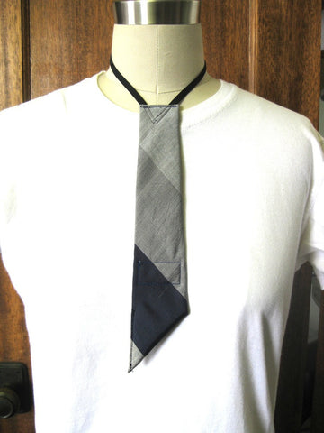 Vintage Tie Necklace - Navy/Silver