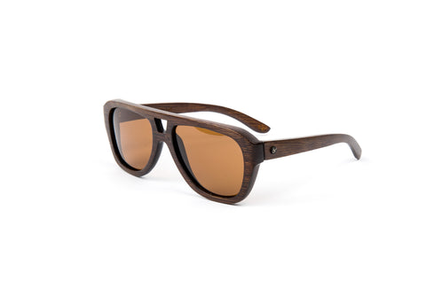 Ocean - Bamboo Wood Brown Aviator Sunglasses