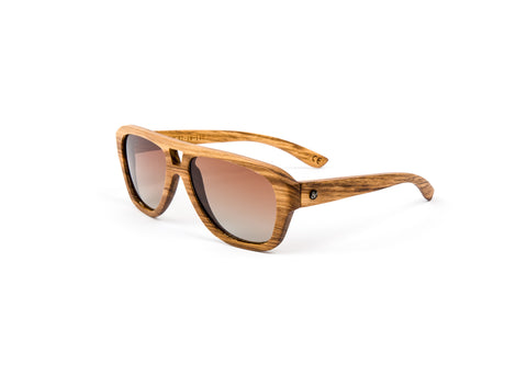 Ocean - Zebra Wood Aviator Sunglasses