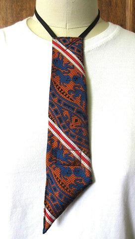 Vintage Tie Necklace - Navy/Orange