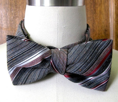 Vintage Bow Tie - Grey/Burgundy